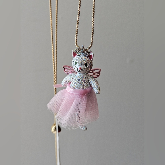 Betsey Johnson Cat Fairy Pendant Slider Necklace - Picture 6 of 16